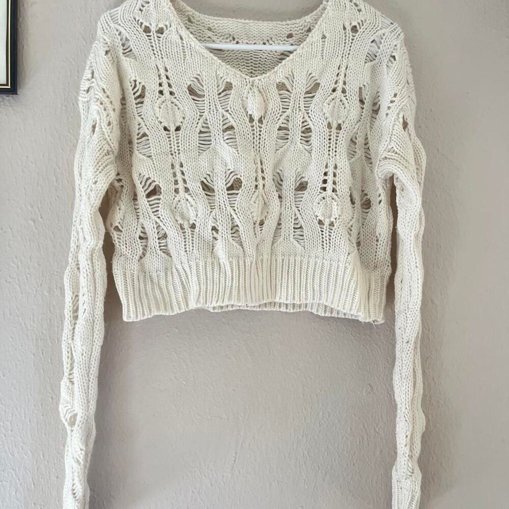 No-brand Women's Cream and White Jumper